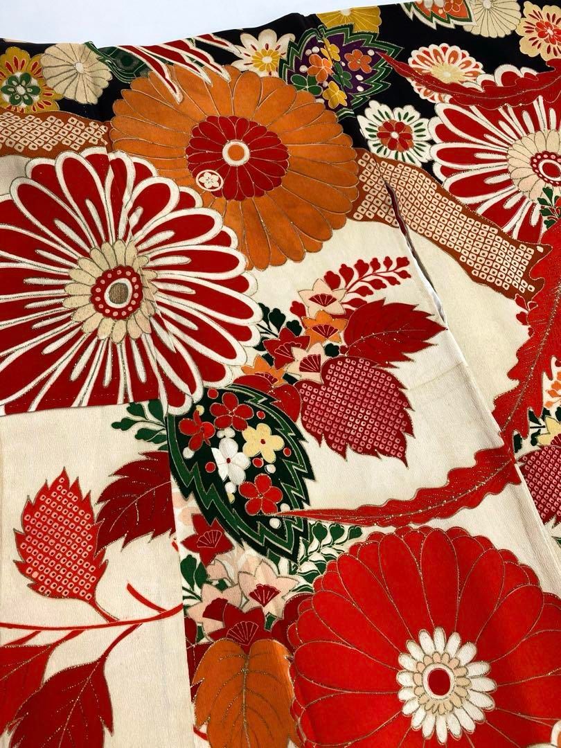 アンティーク 振袖 金駒 金彩 刺繍 正絹 鳳凰 身丈162cm - メルカリ