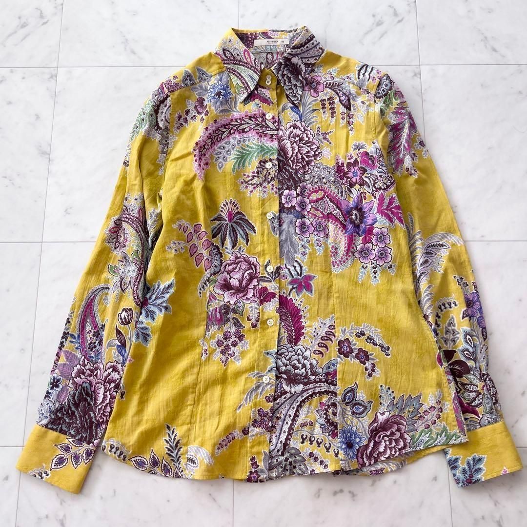 ETRO エトロ ペイズリー柄 リネン 長袖 ブラウス シャツ レディース ETRO エトロ ペイズリー柄 リネン 長袖 ブラウス シャツ