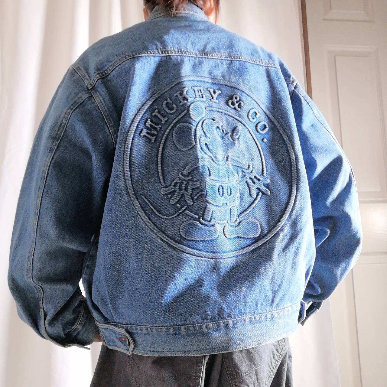 90年代 Mickey&Co. ディズニー デニムジャケット Gジャン ミッキー 型