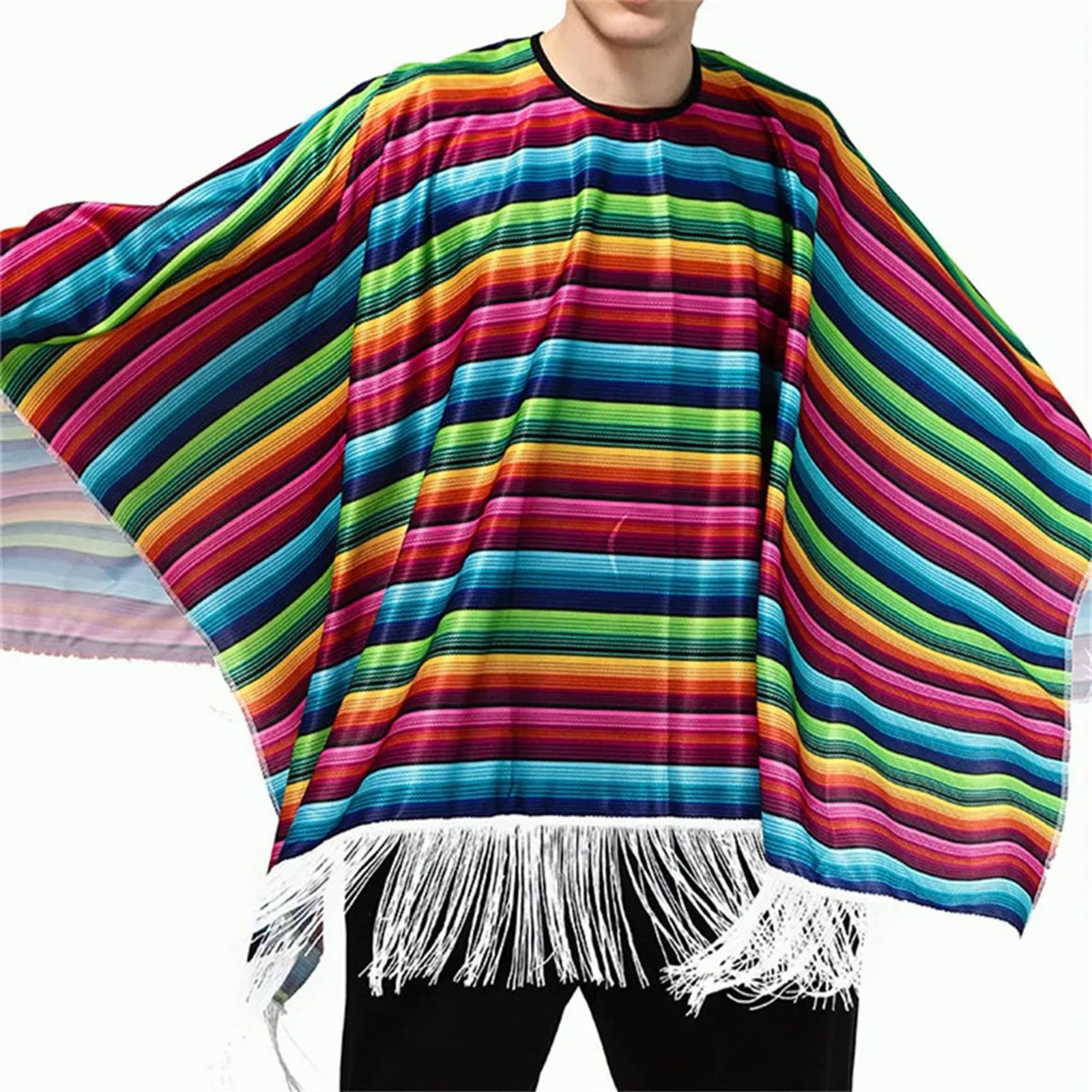 NOELAMOUR] メキシコ 民族衣装 ポンチョ 男性 レインボー コスチューム