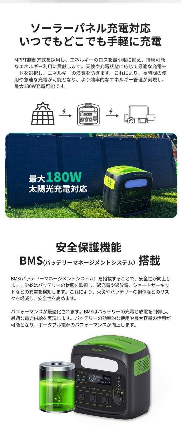 フォロー割 | ポータブル電源 & ソーラーパネル セット】NEWSMY ソーラーパネル 120W NECESPOW ポータブル電源  806.4Wh/252000mAh 22％高変換効率 MC4出力ポート リン酸鉄電池 PSE認証済 PD65W - メルカリ