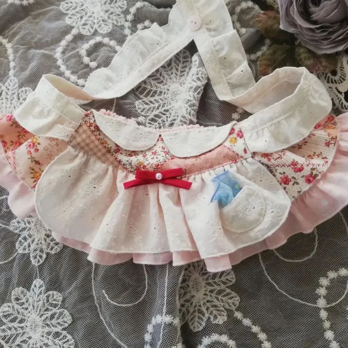 LOVOT ラボット服 ピンク系パッチワーク柄 エプロンドレス ワンピース