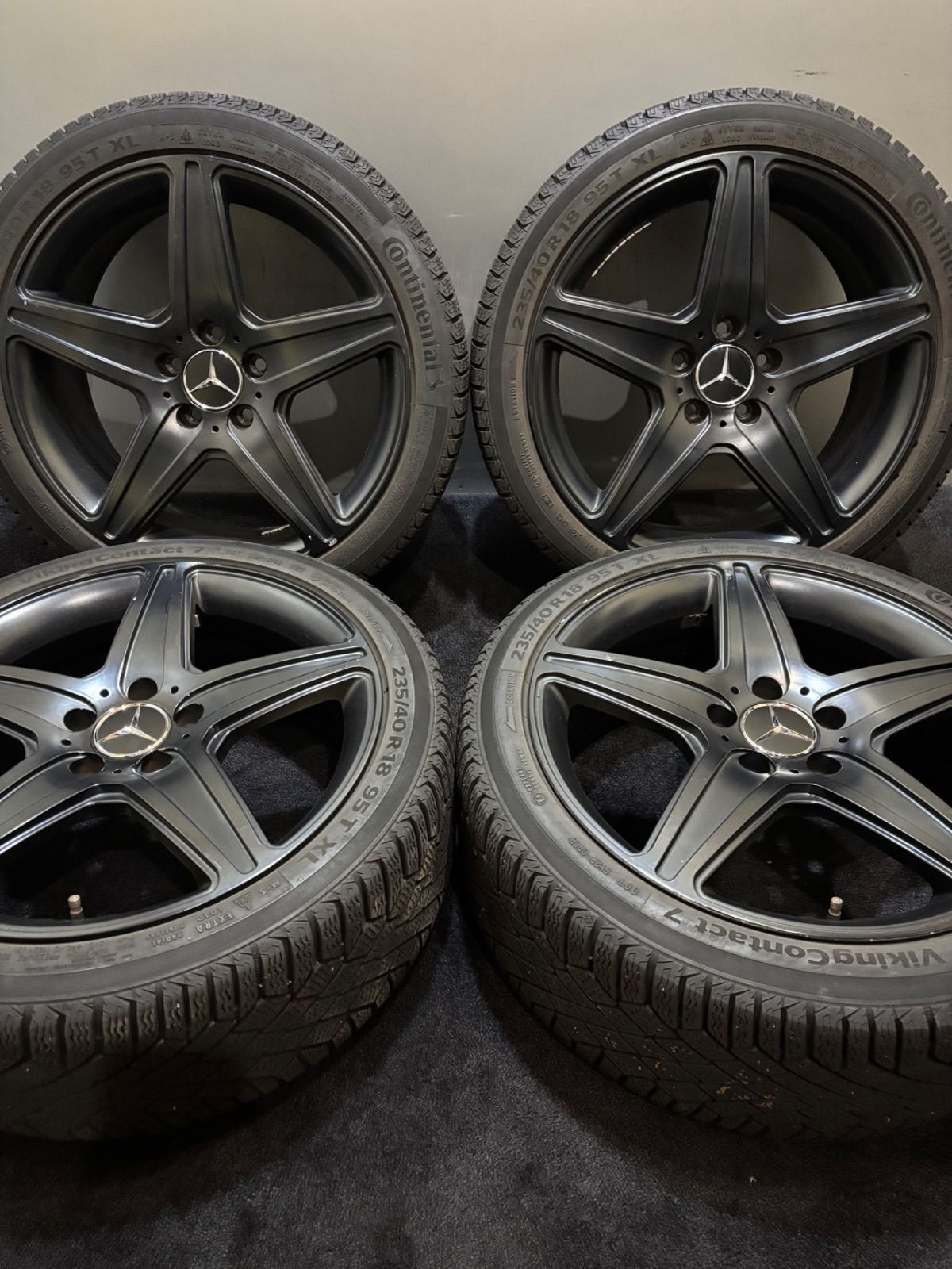 235 40R18 Continental Viking Contact7 23年製 TAS 18インチ 8J 48 112 5H スタッドレス 4本 ベンツ Cクラス 等 南9-K152