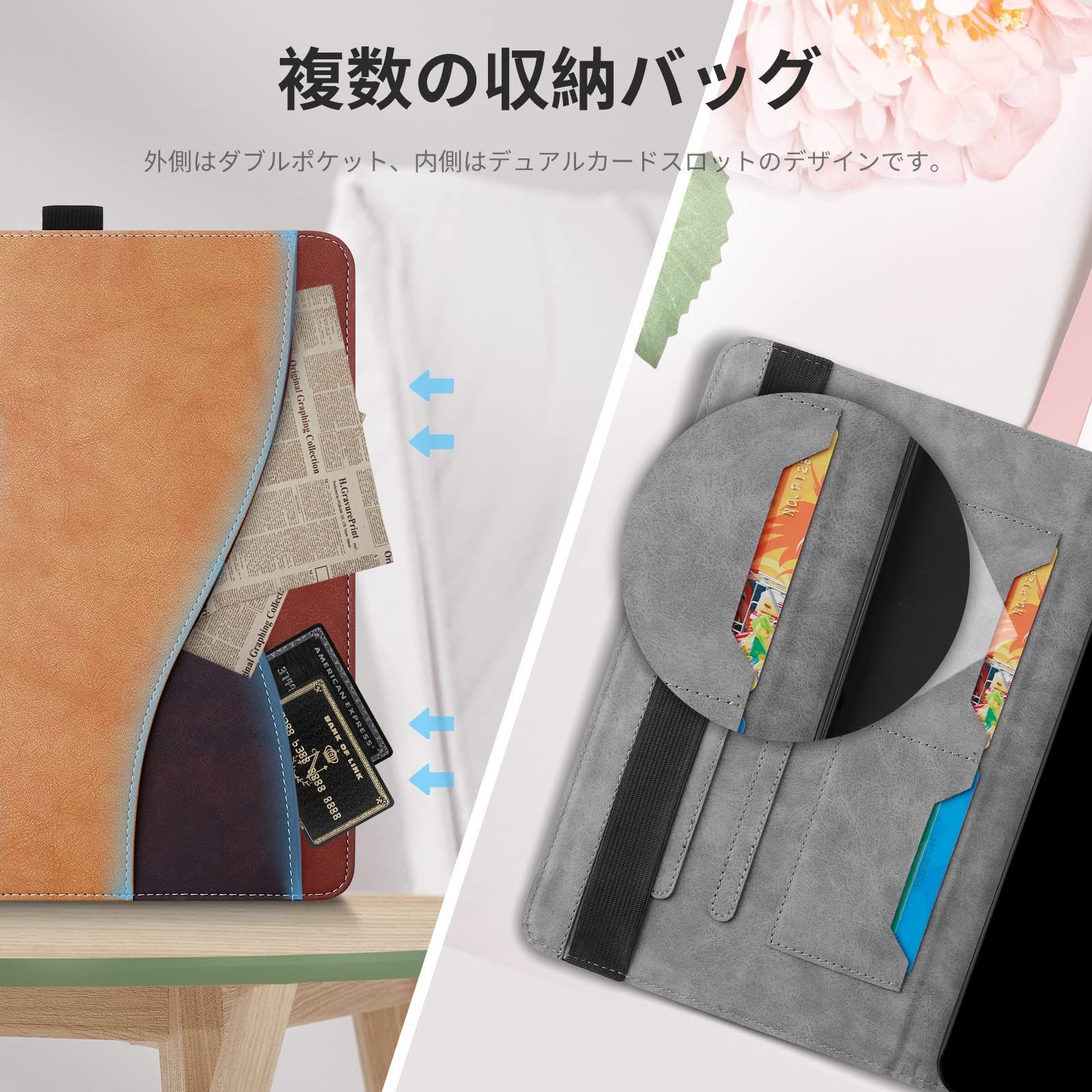 PUレザー カバー tpu材質 10 9インチ スタンド機能 10世代 ケース ペンシル収納 ipad A 16 11インチ カード収納 ビジネス シンプル 通用 全面保護 2025 第10世代 衝撃吸収