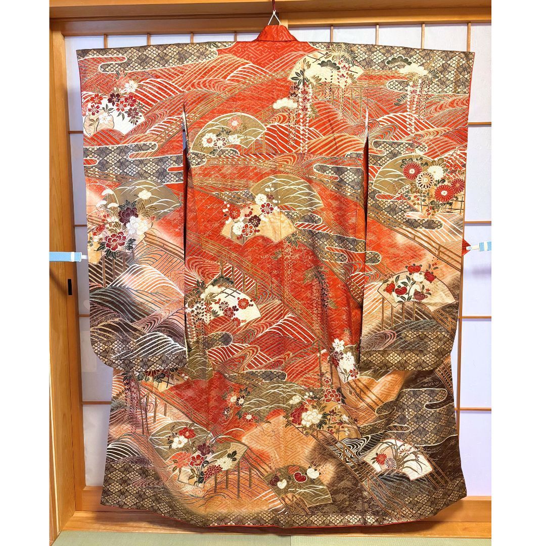超トールサイズ】 振袖 フルセット 身丈173cm 裄65.5cm 赤 茶