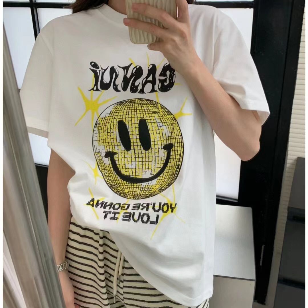 キラッと輝く☆GANNI ガニー☆YELLOW SMILEY T- リラックスイエロースマイリーTシャツ - メルカリ