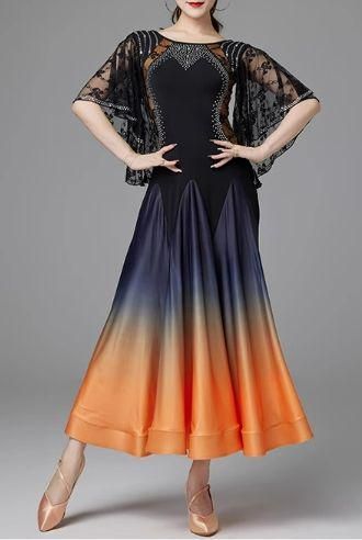 社交ダンスドレス ラテンドレス レースフレア袖 デモ用 ルンバ　オーダーメイド 社交ダンスドレス ラテンドレス レースフレア袖 デモ用 ルンバ