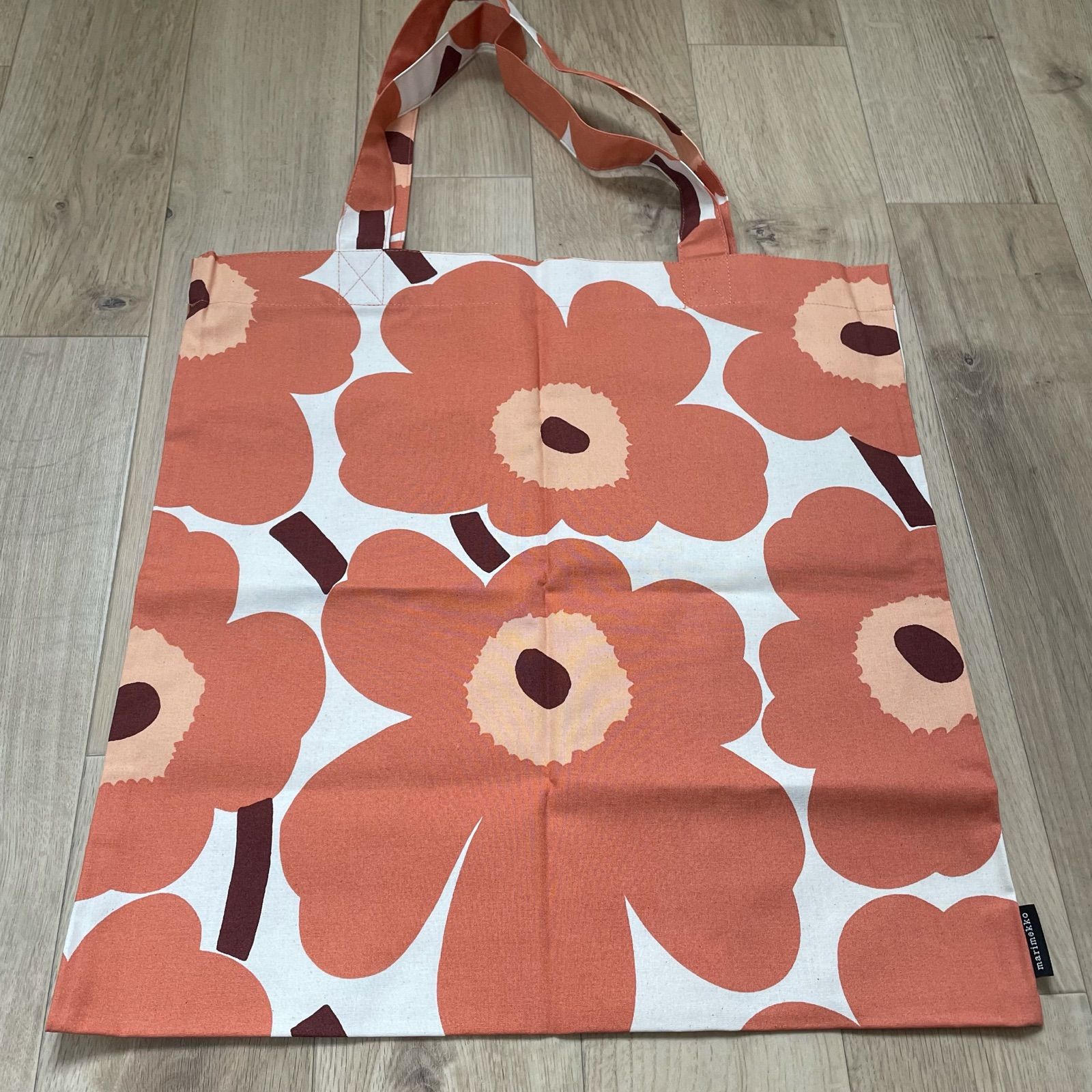 マリメッコ Marimekko ファブリックトートバッグ アプリコット②