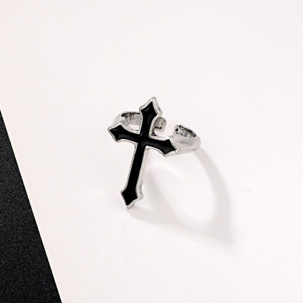 リング 黒 十字架 クロス キリスト 指輪 シルバーアクセサリー