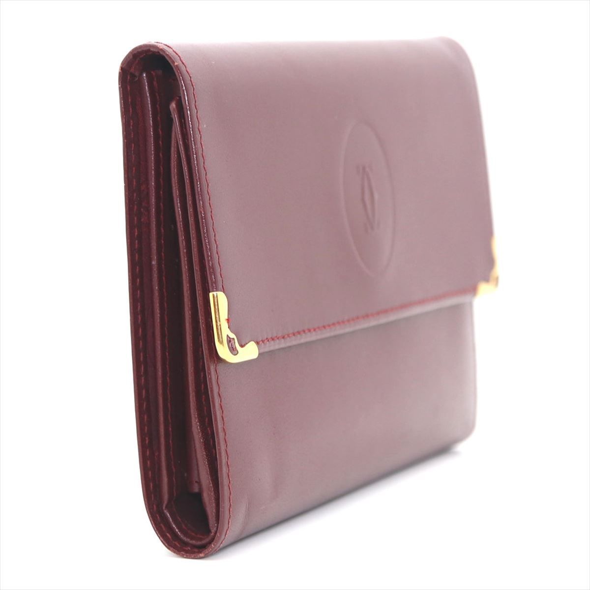 カルティエ 二つ折り 長財布 ボルドー マスト ec-20103 財布 札入れ