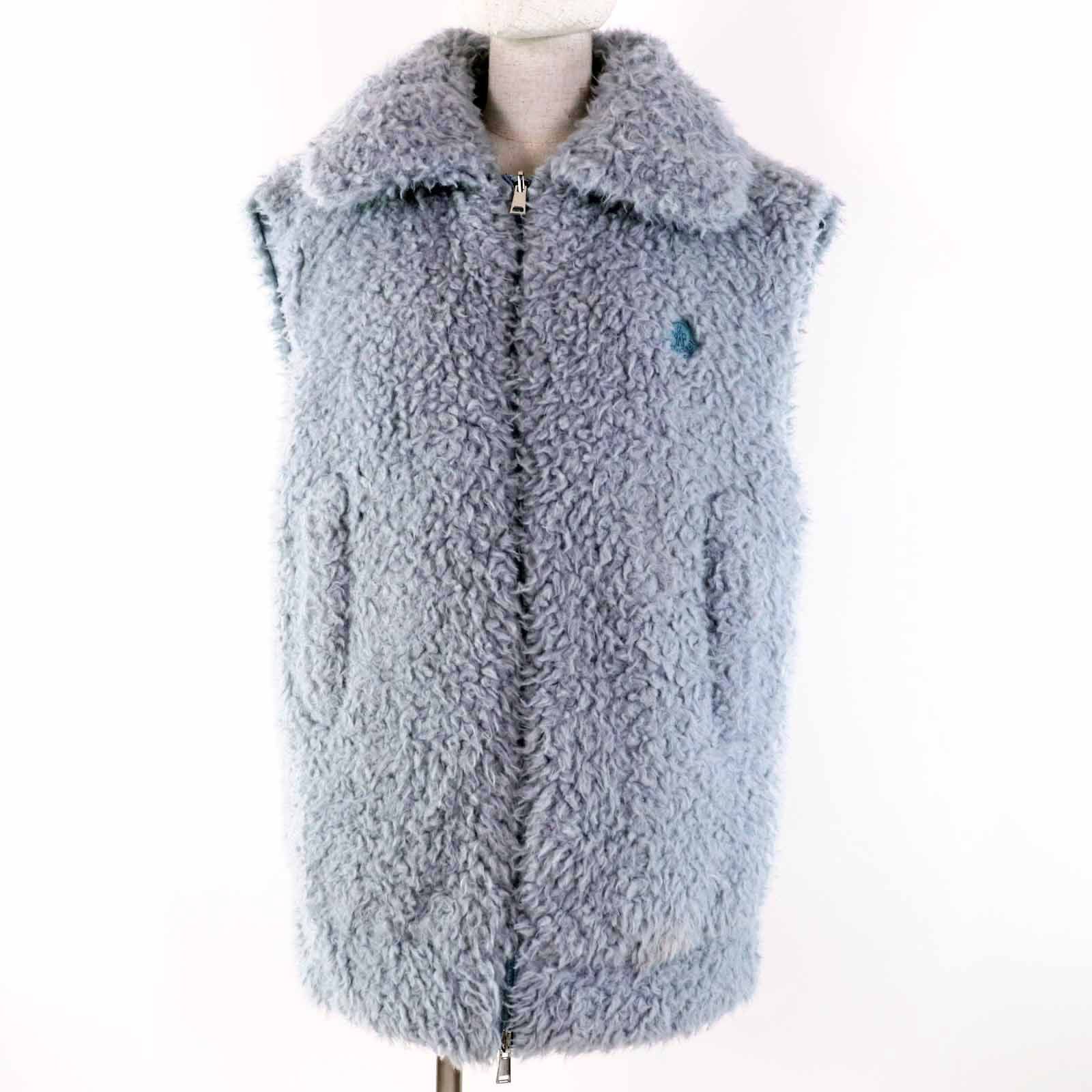 ◎MONCLER モンクレール 22-23AW ACHARD アシャール エコファー リバーシブル フード付き ZIP ダウンベスト ライトブルー 1 レディース