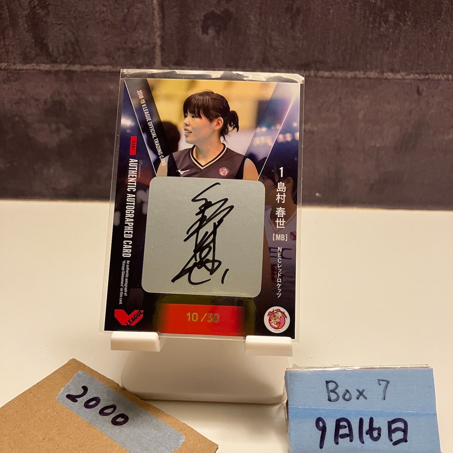 2018-19 V.LEAGUE Premium 島村春世 10/30 直筆サイン NECレッド