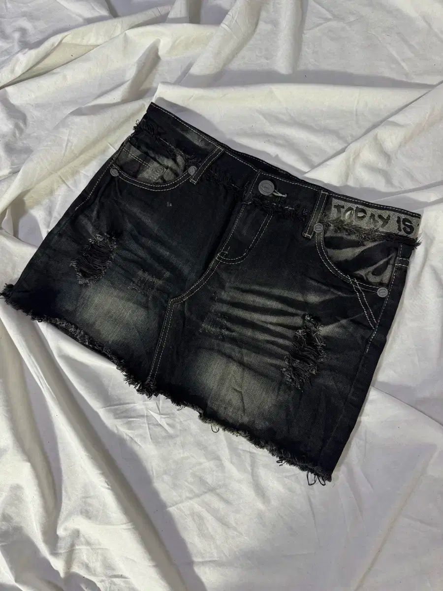 ヴィンテージ ウォッシュ ダメージ デニム スカート