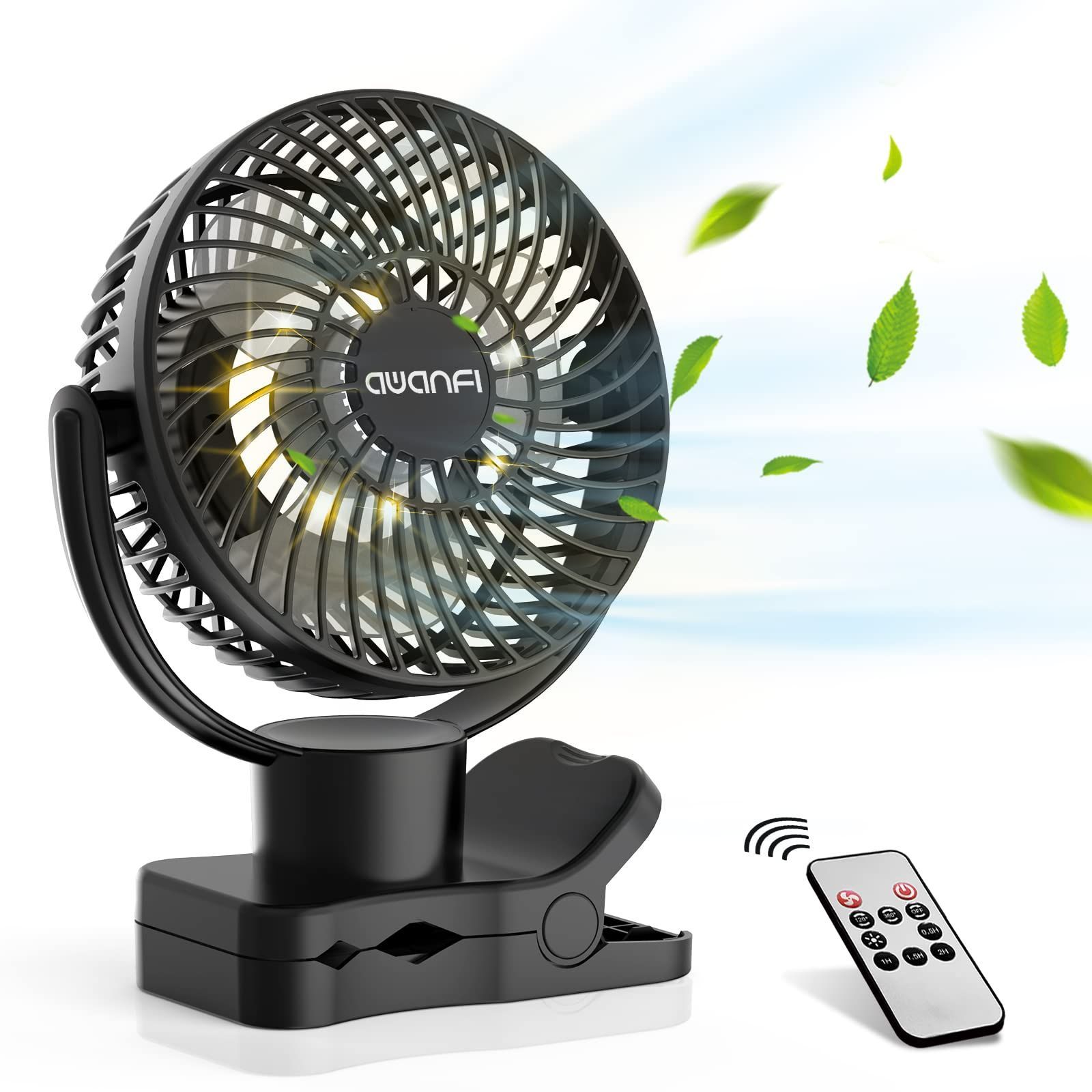 在庫セール】静音 小型 リモコン付き 風量調節可能 USB充電式 LED