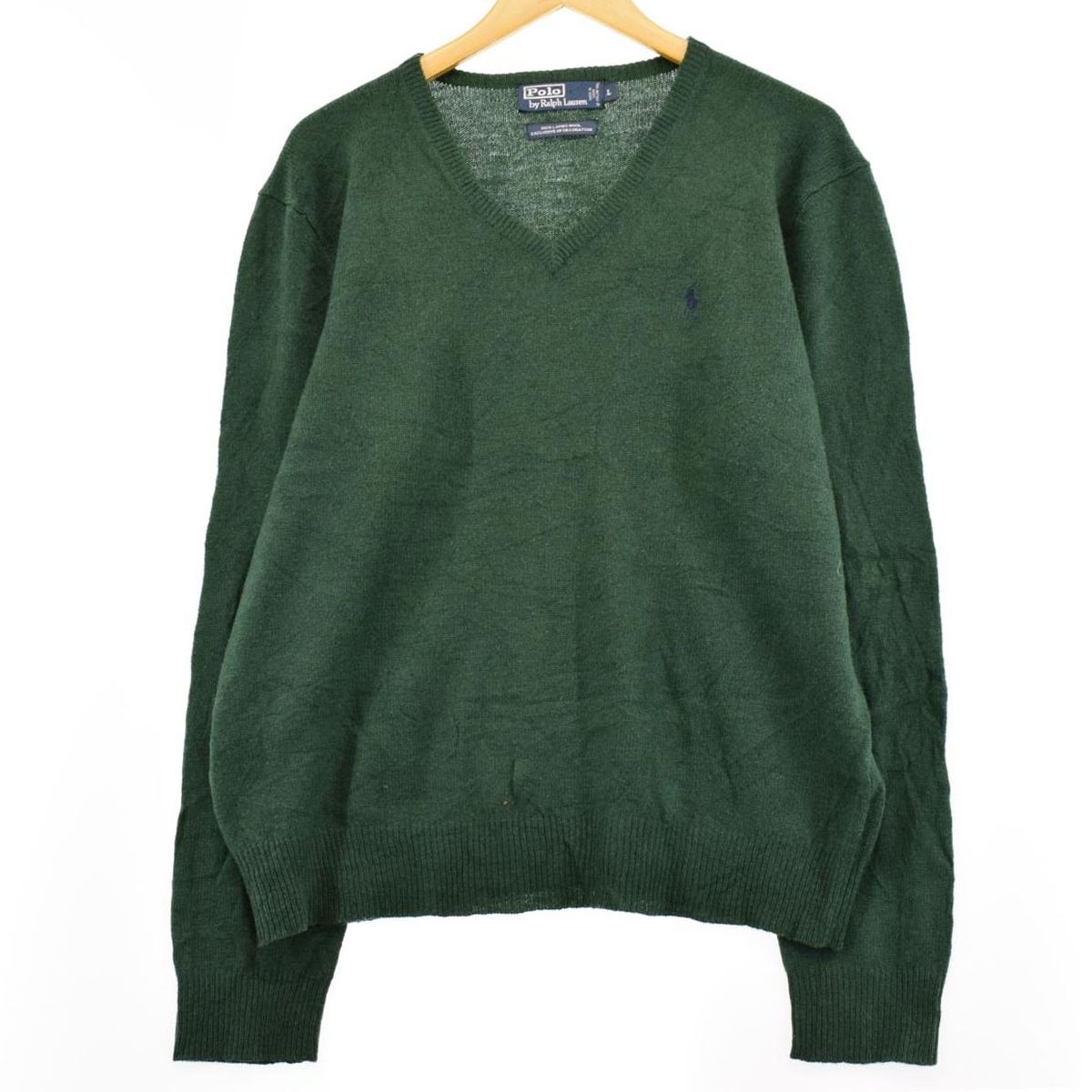 古着 ラルフローレン Ralph Lauren POLO by Ralph Lauren Vネック ラムウールニットセーター メンズXL/eaa365045