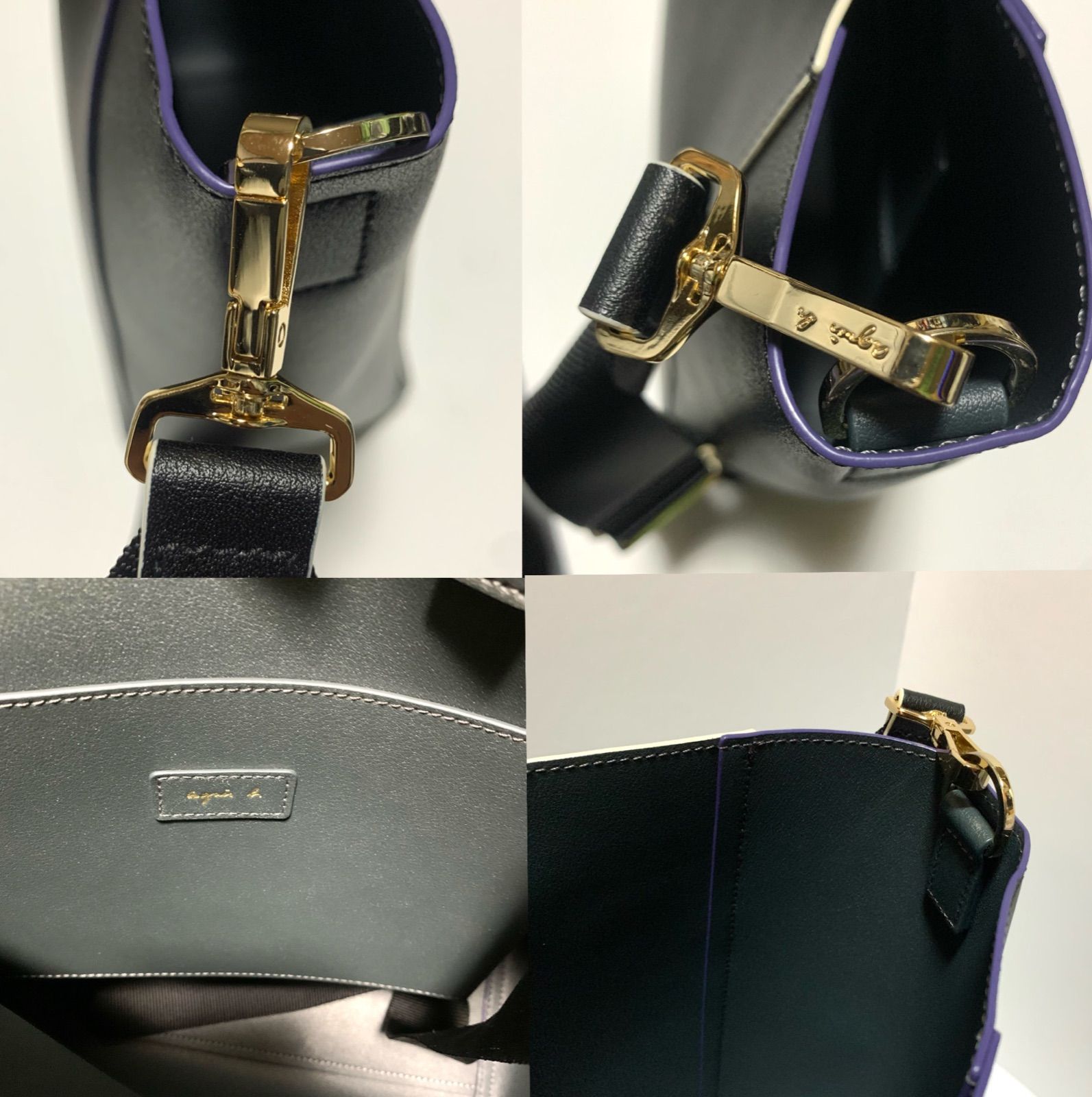 ☆美品☆ agnes b アニエス ベー スプリットレザー ショルダーバッグ 