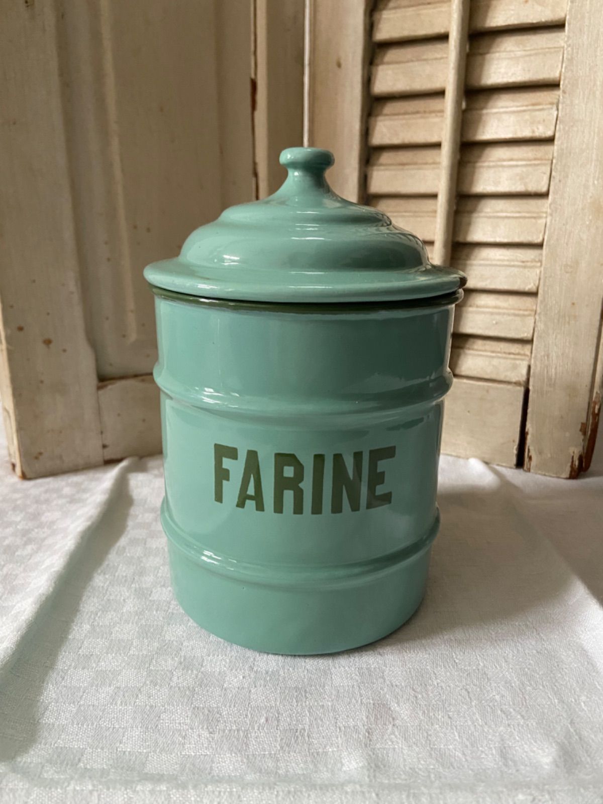 ベルギーアンティーク ホーロー缶FARINE ホーローキャニスター