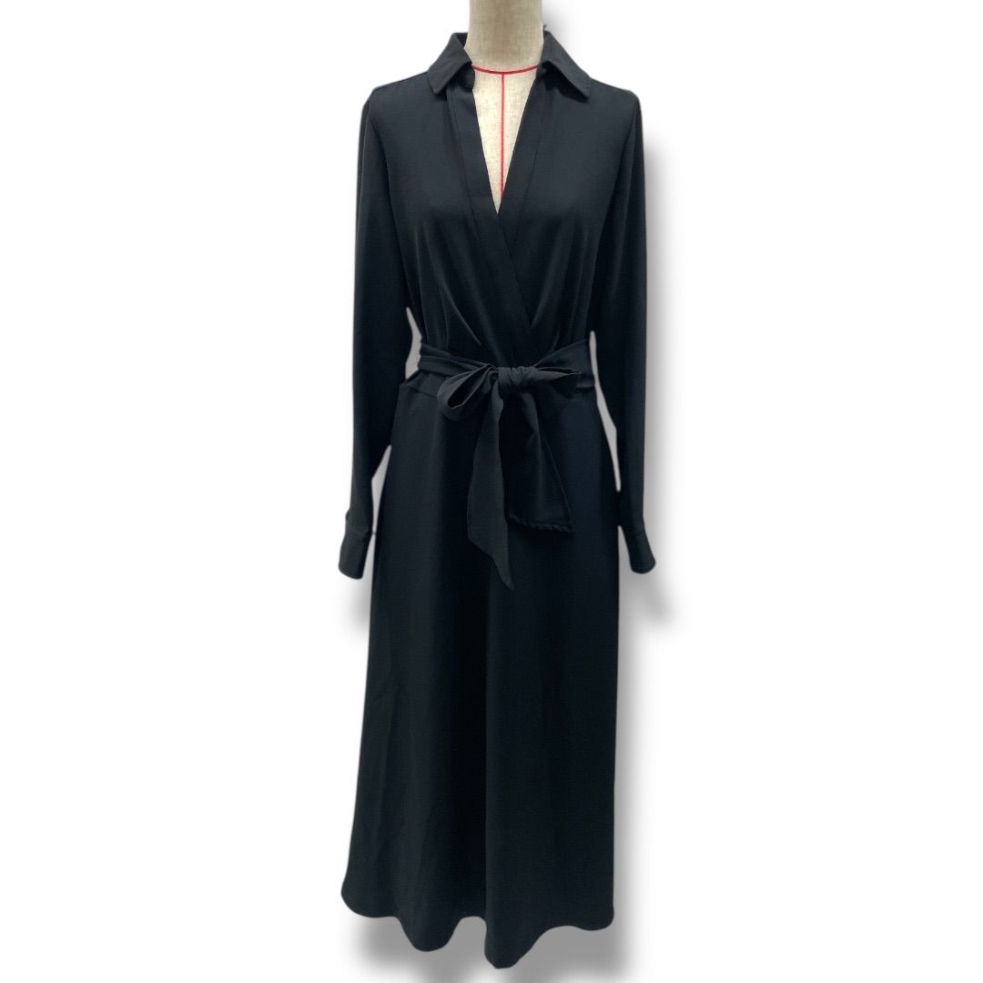 LAUREN RALPH LAUREN ローレンラルフローレン ラップワンピース ロングワンピース リボン 黒 ブラック サイズ2 レディース 春 有明ガーデンrecollect店 23 No.542