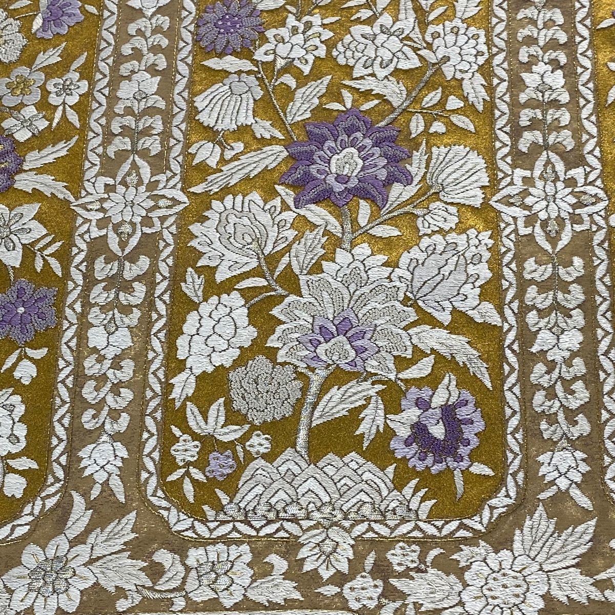 相良刺繍 総刺繍 袋帯 透け感 キラキラ 金糸 銀糸 未使用品 正絹 六通 相良刺繍 総刺繍 袋帯 透け感 キラキラ 金糸 銀糸 未使用品 正絹