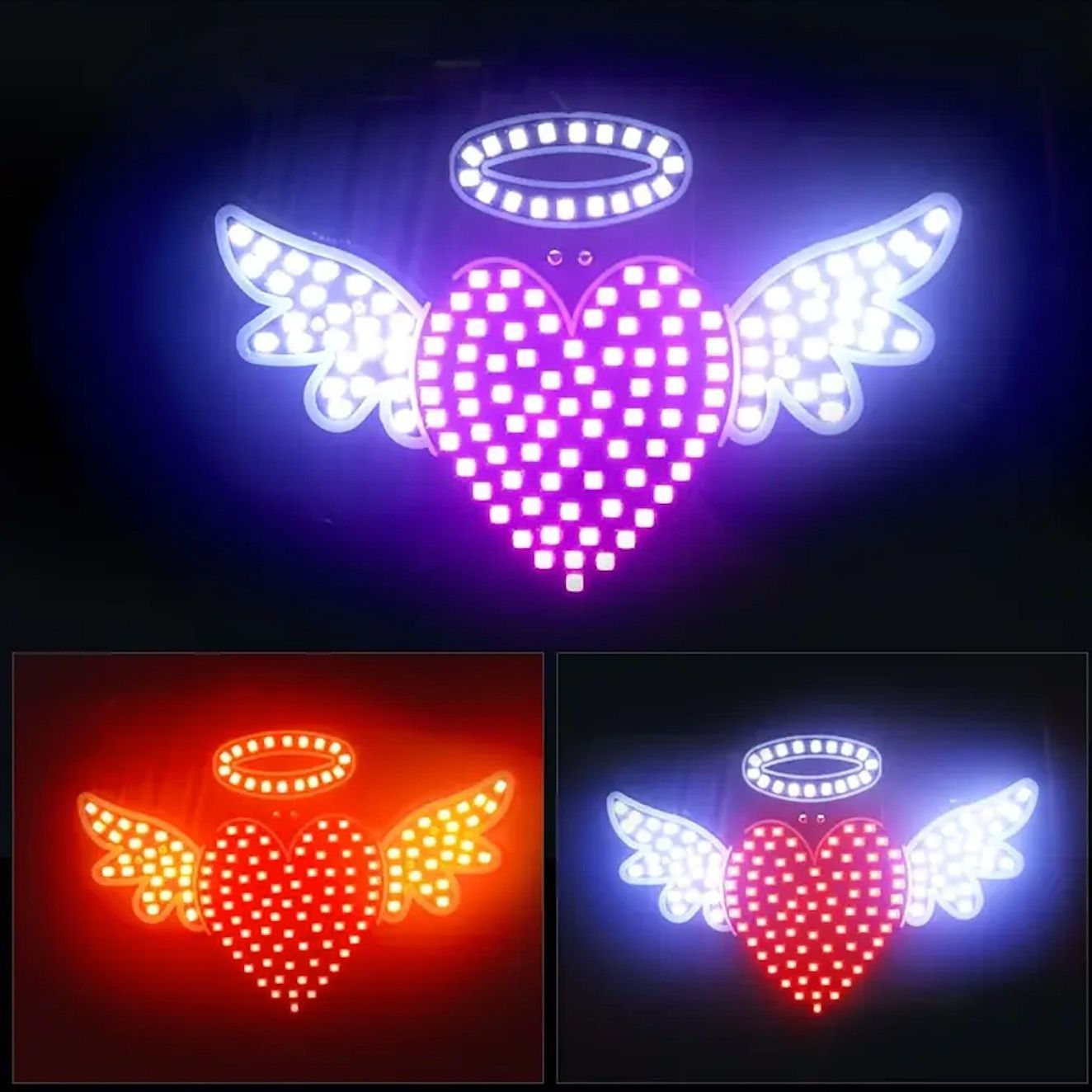 車用 エンジェルハート 天使の羽 LED ミニライト 車内ライト13cm USB