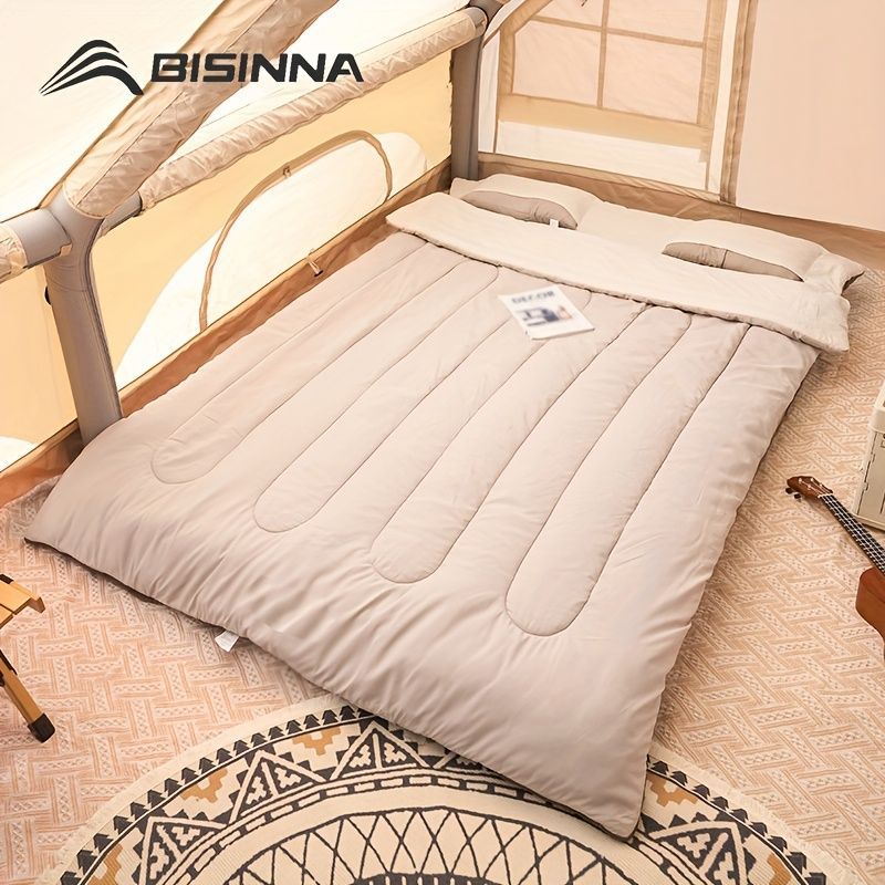 BISINNA 2人用ダブルスリーピンバッグ オールシーズン 広くて厚く 暖かくて冷たさに強く ポリエステルジップクロージャー 2人用スリーピンバッグ XXL クイーンサイズ 長方形 寒い天気でのキャンプに最適 カップルやアウトドア愛好家に最適 006