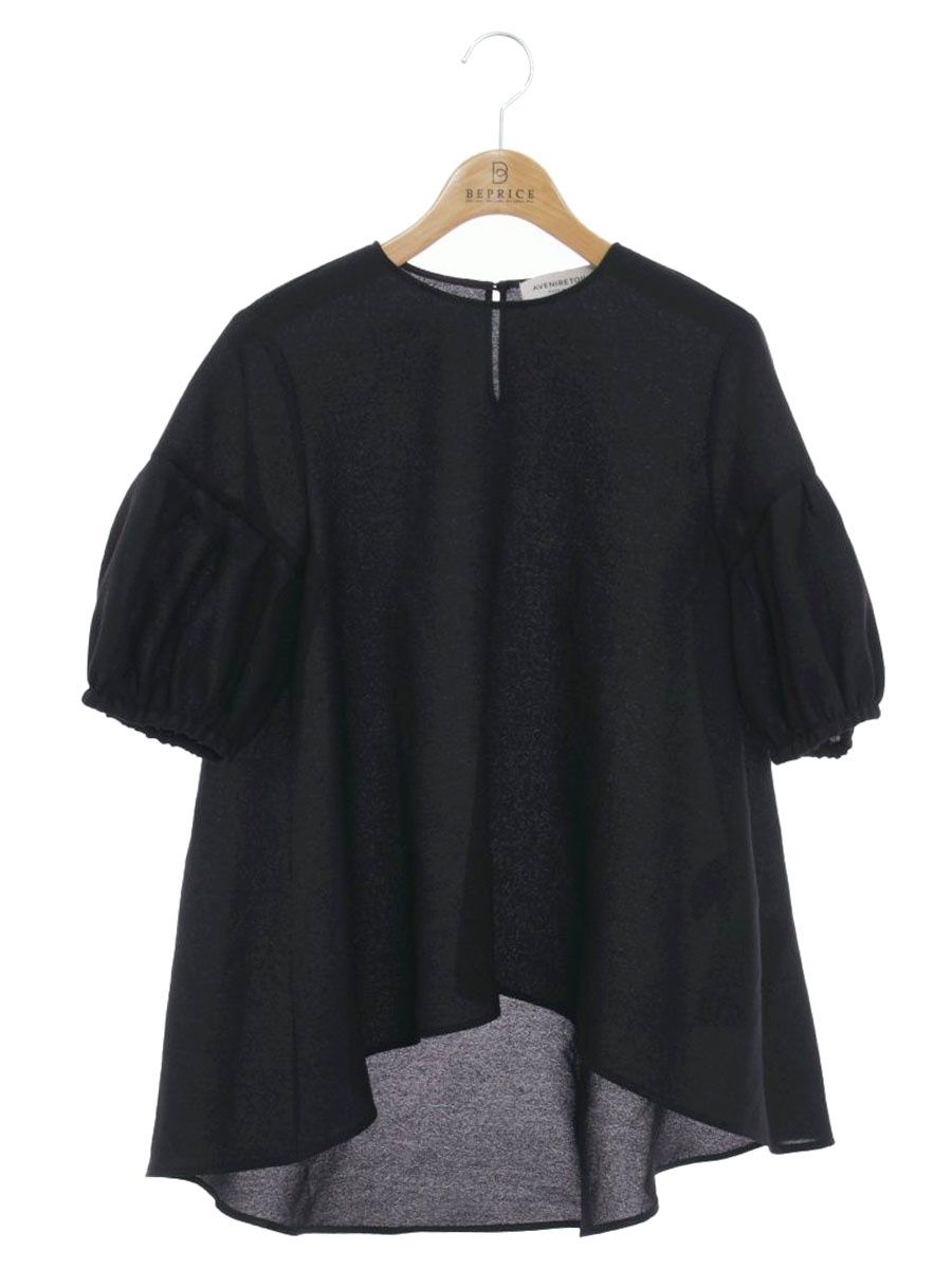 アベニールエトワール ジャガードパフスリーブフレアブラウス S345-015