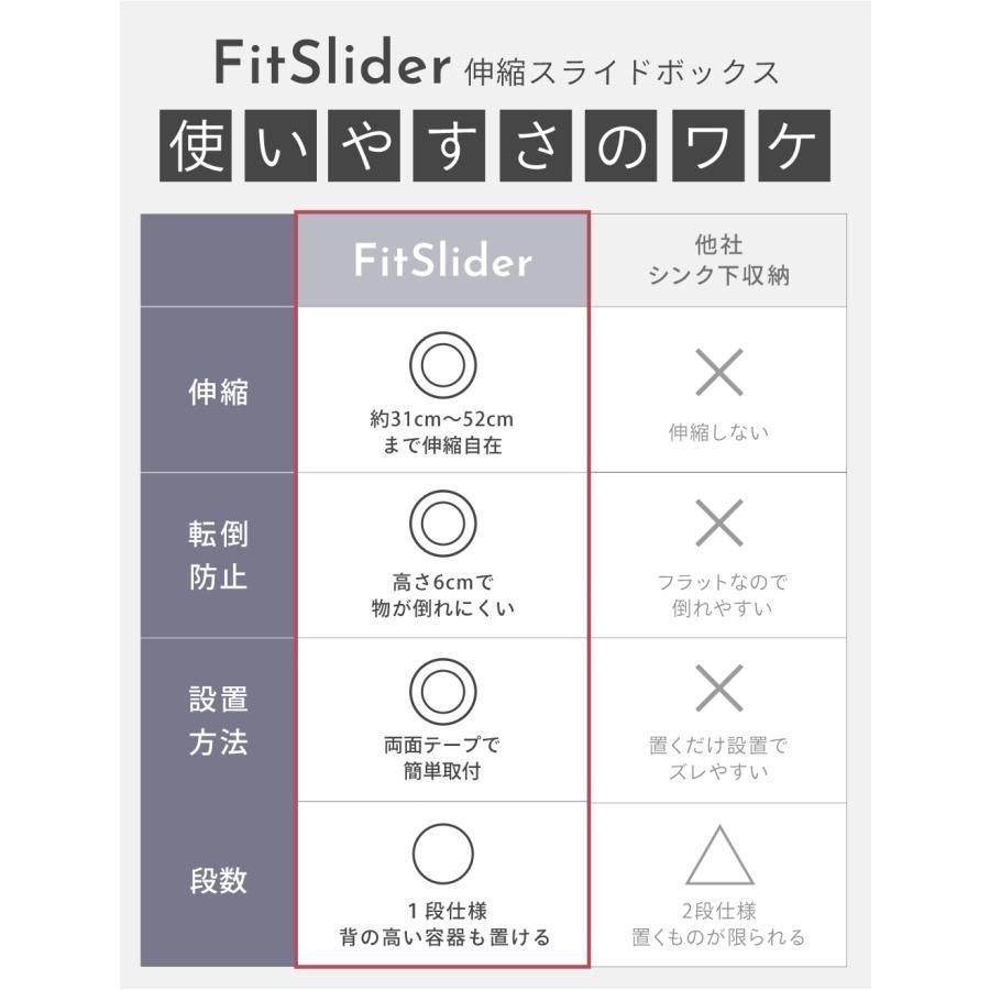 シンク下収納 スライド 収納 幅伸縮 引き出し キッチン収納 シンク下 収納 キッチン 収納 隙間 シンプル 伸縮スライドボックス FitSlider UVfa568