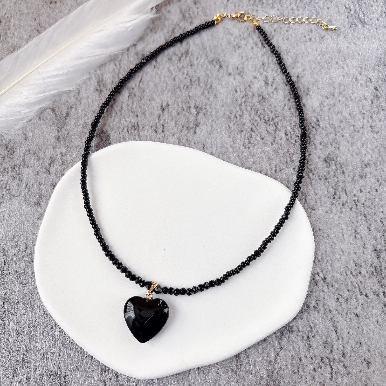 A&G ブラックビーズネックレス
