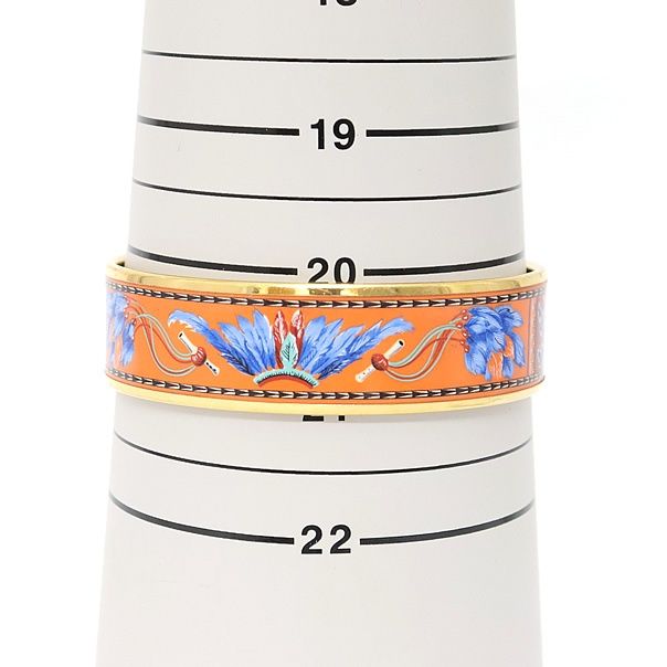 ★HERMES バングル エマイユ MM オレンジ 七宝焼き ベルト柄 ☆HERMES バングル エマイユ MM オレンジ 七宝焼き ベルト柄
