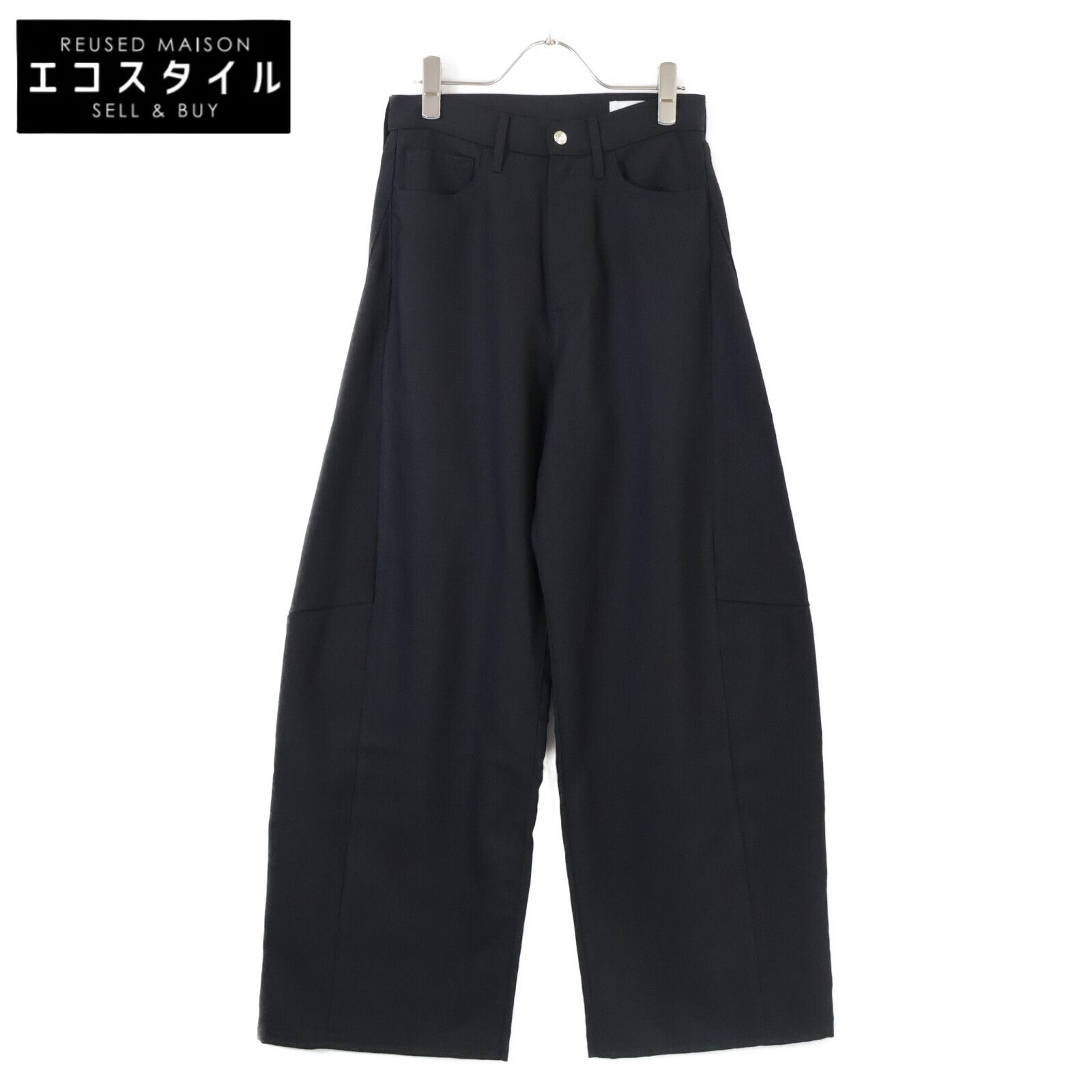 HYKE ハイク 13326 ブラック レーヨン混 OXFORD BARREL LEG JEANS|オックスフォード バレルレッグパンツ 01