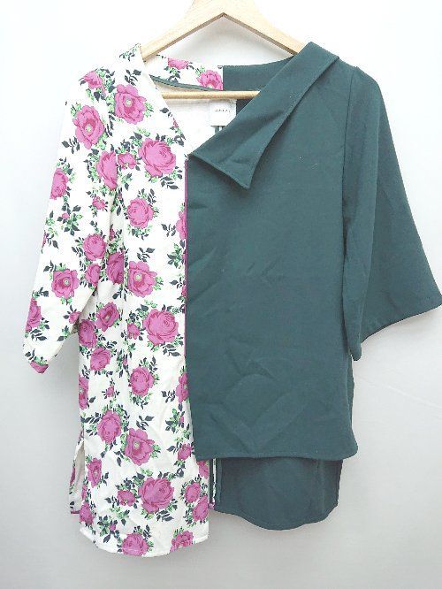 ◇ AMERI 018140320 LUCY UNBALANCE TOP 花柄 七分袖 ブラウス