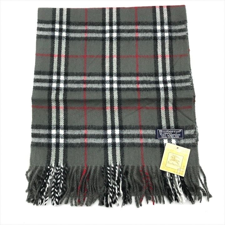 ♥ タグ付き Burberrys バーバリーズ ノバチェック ウール マフラー ブランド ファッション グレー r183