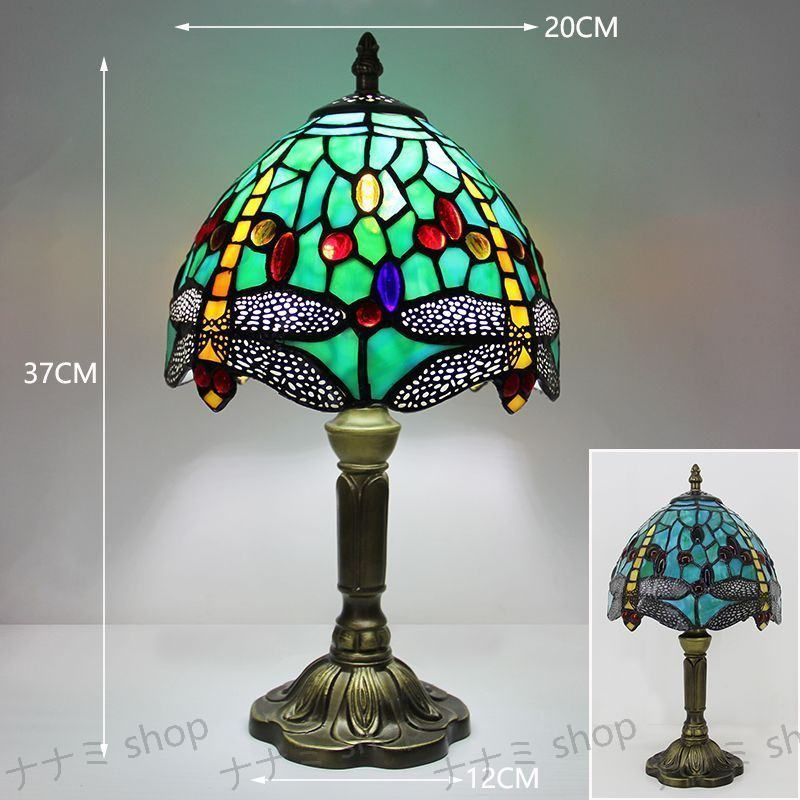 LEDテーブルランプ ステンドグラス TIFFANY 照明クラシック ヨーロッパ 手作り テーブルライト 幅20CM DJ27