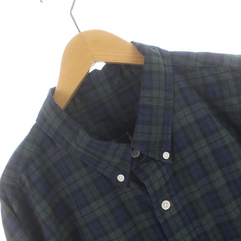 ビームス BEAMS SSZ MIN-NANO 23AW BLACKWATCH SHIRT ボタンダウンシャツ 長袖 オーバーサイズ カジュアル  チェック XL 緑 グリーン 紺 ネイビー 黒 ブラック /SI24