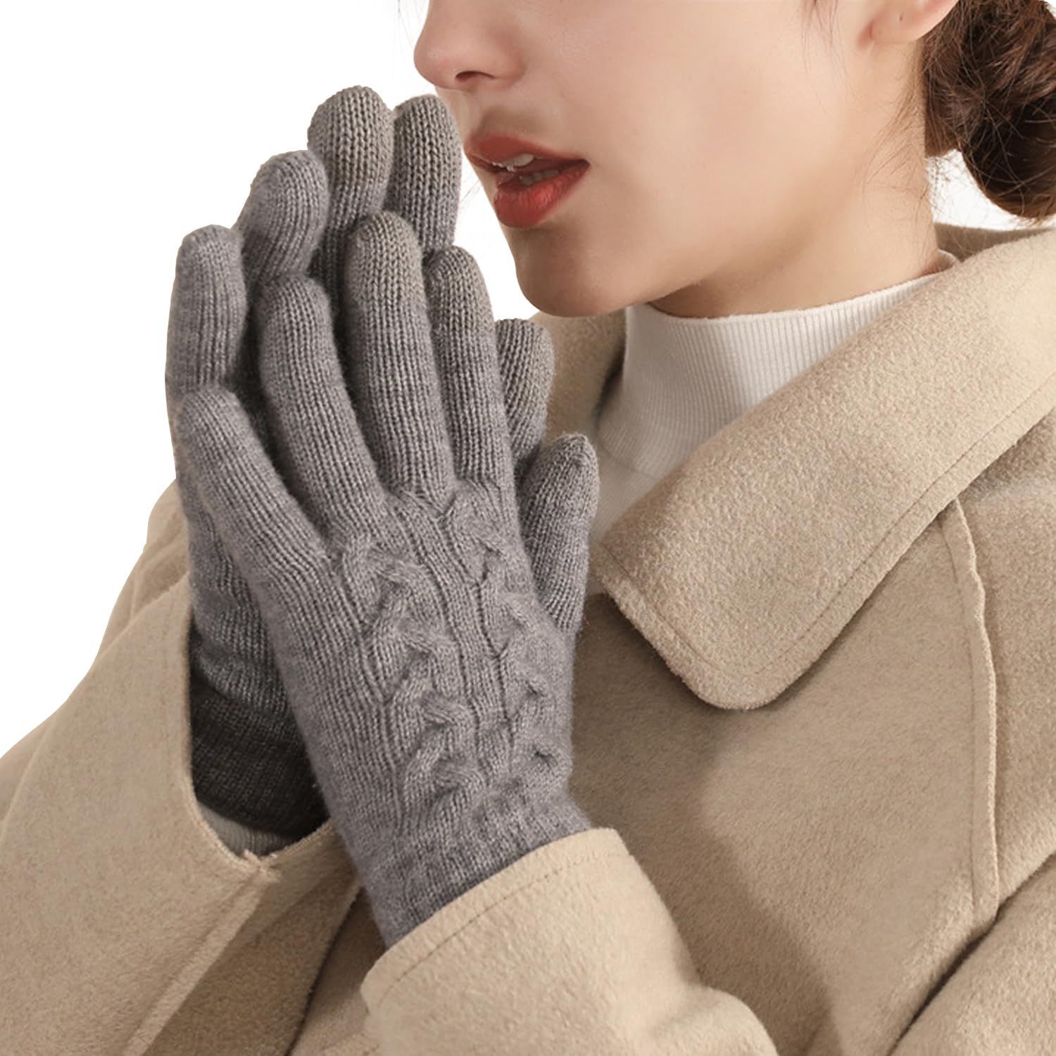 まもなく終了 かわいい 無地 防寒グローブ ニット おしゃれ 暖かい手袋 スマホ対応 ふわふわ裏起毛 厚手 柔らかい 通勤 防寒 自転車 バイク 冬 キャンプ レディース 誕生日-クリスマスプレゼント Pawinpaw 女性用