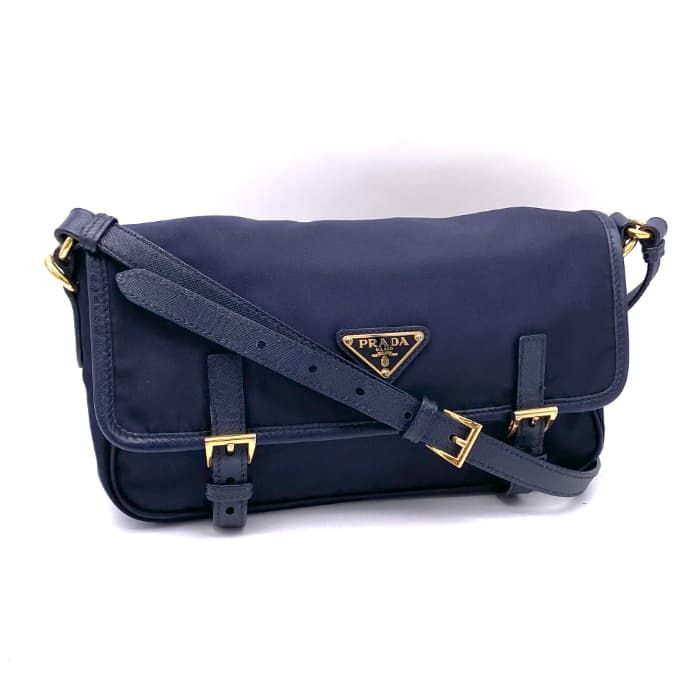 PRADA プラダ ロゴ刻印 チェーンショルダー ショルダーバッグ ナイロン 