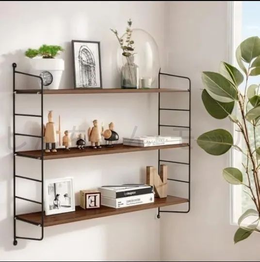 ウォールシェルフ 壁掛け棚 穴を開けない 飾り棚 3段 幅60 高さ調節