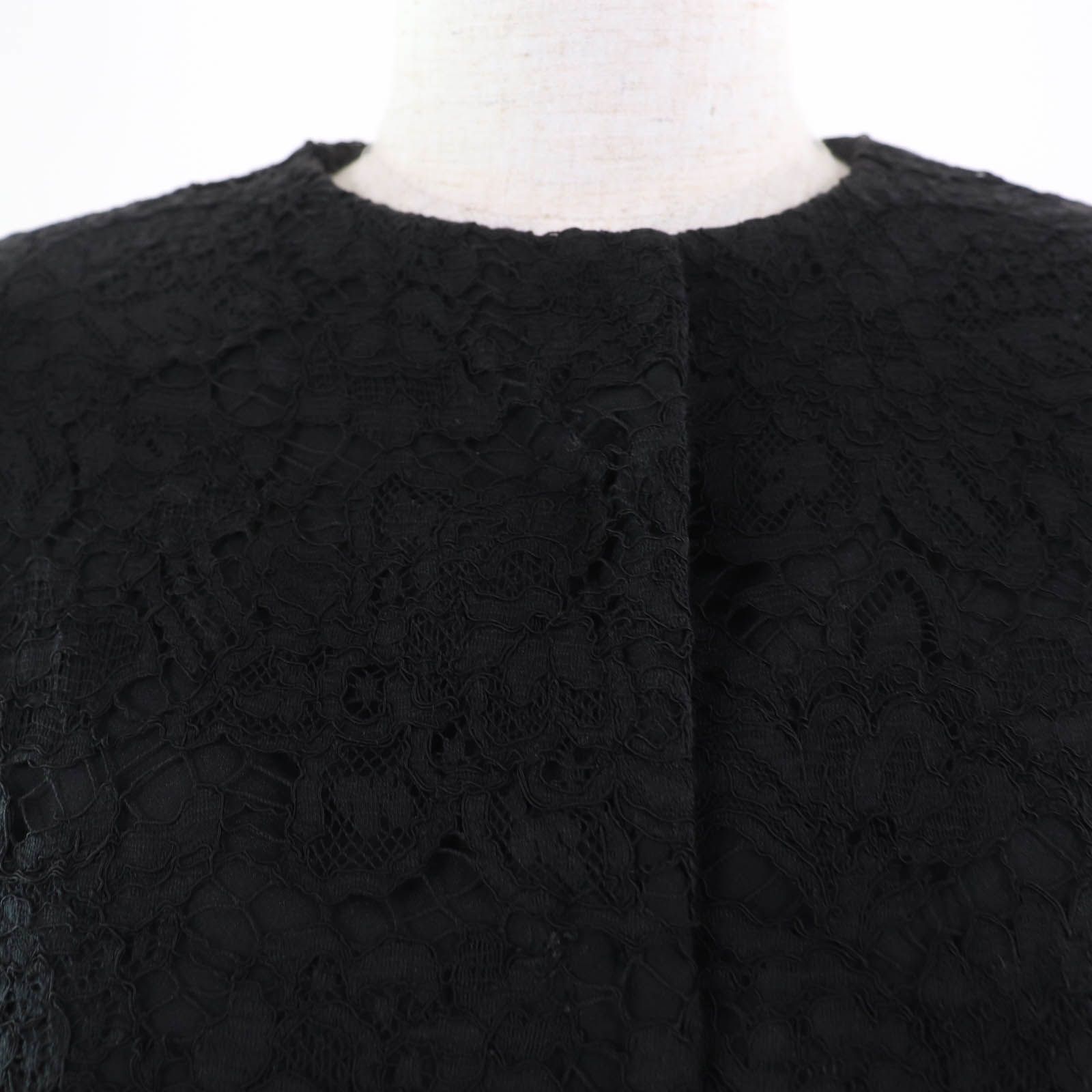 Dolce & Gabbana ブラック レース ノーカラージャケット 極美品☆DOLCE&GABBANA ドルチェ＆ガッバーナ コットン シルク混