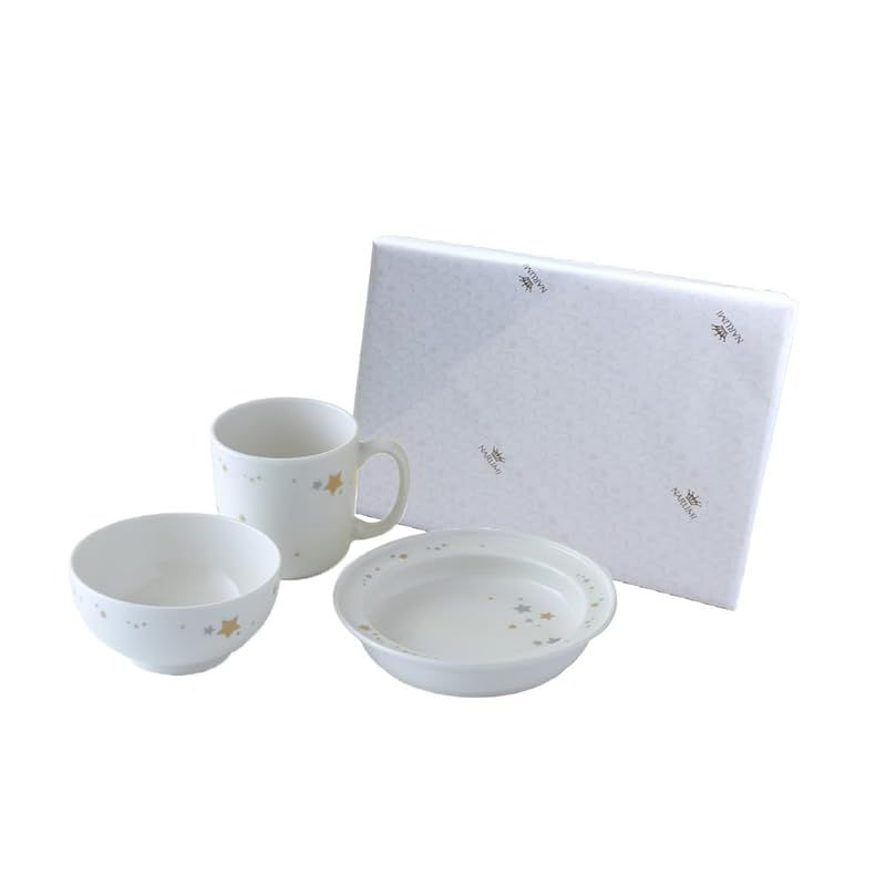 NARUMI ナルミ 子供用 食器セット シャイニングスター 3点セット かわいい すくいやすい食器 出産祝い お食い初め 離乳食 ギフト 電子レンジ温め 食洗機対応 ギフト箱入り ラッピング済 41795-33551AZ 1