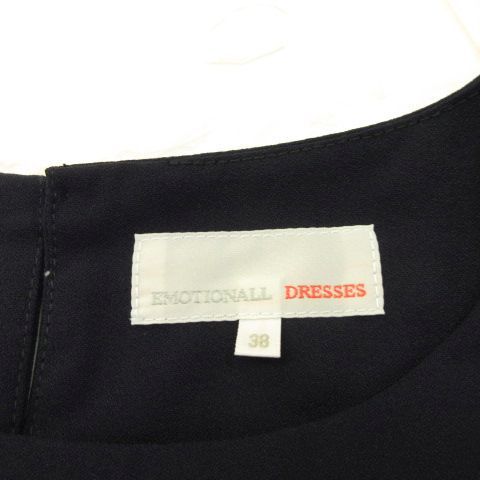 人気アイテムお得に購入！ エモーショナルドレッシーズ EMOTIONALL DRESSES ワンピース レース パーティドレス 七分袖 ひざ丈 紺 38 *A80