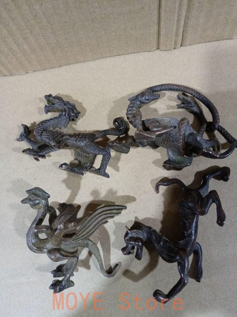 銅 細工 四大神獣 青龍白虎朱雀玄武 茶台 書架 彫刻 置物 開運風水