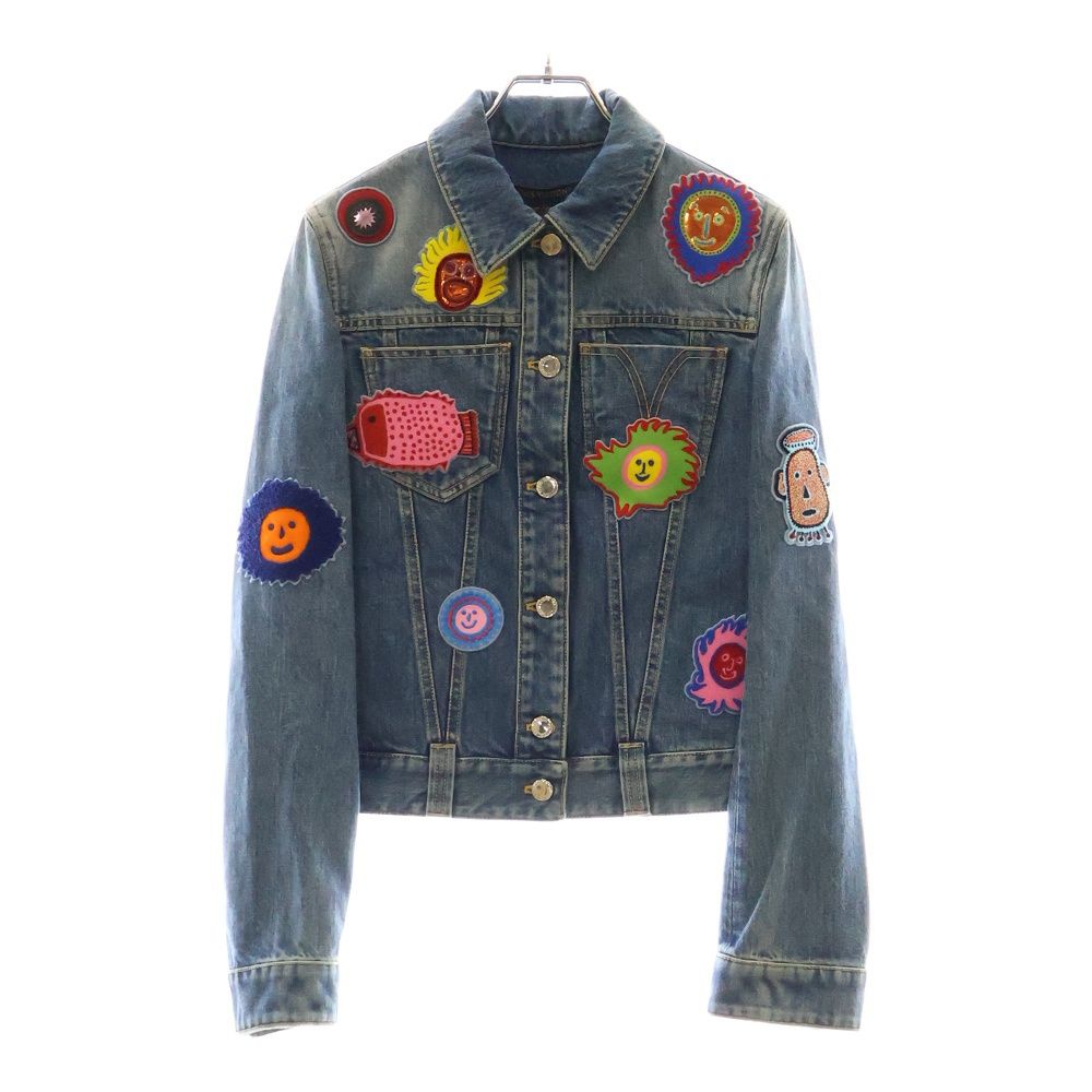 LOUIS VUITTON ルイヴィトン 23AW ×YK Faces Leather Patch Denim Jacket RW232J GM1 FOJA53 ×草間彌生 マルチワッペンデニムジャケット インディゴ レディース
