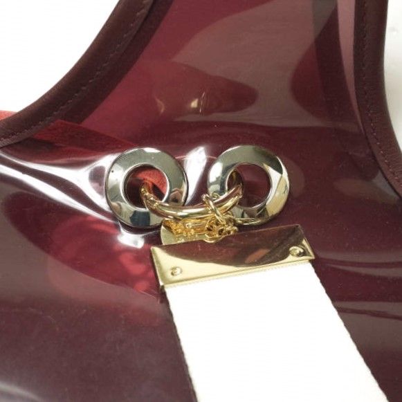 新品 SEE BY CHLOE シーバイクロエ PVC HAND BAG ポリ塩化ビニールクリアハンドバッグ チャーム＆ポーチ付き S992593N  Dark Red スケルトン カバン g12791