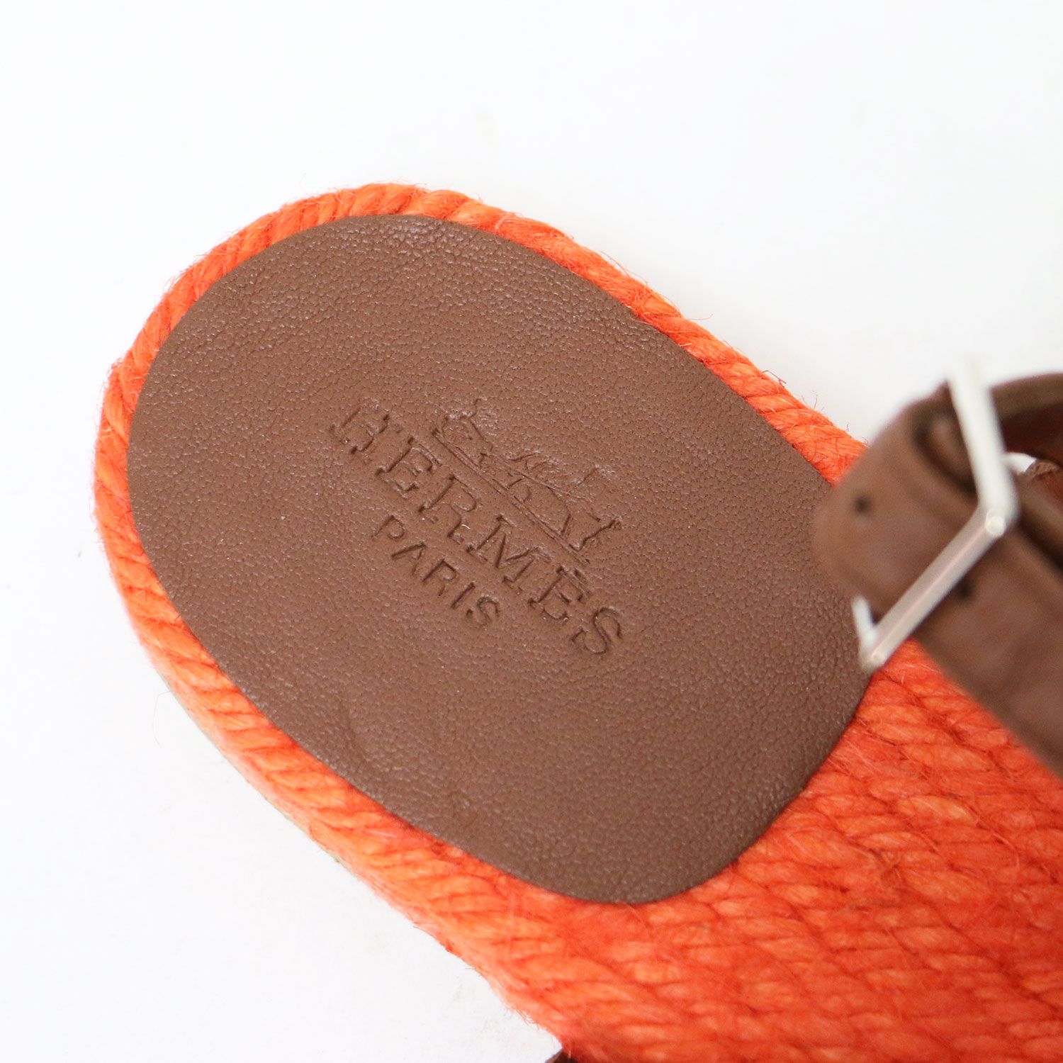 新品】HERMES エルメス サンダル ブラウン オレンジ サイズ:38(24.5m
