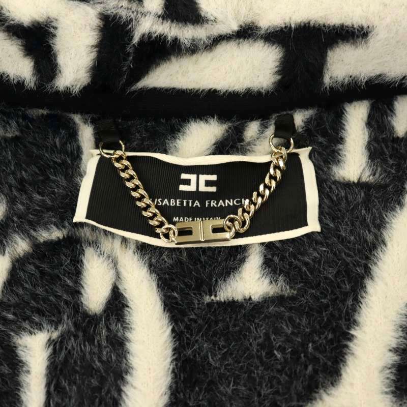 エリザベッタフランキ ELISABETTA FRANCHI ロゴ 総柄 ケープ コート 40  