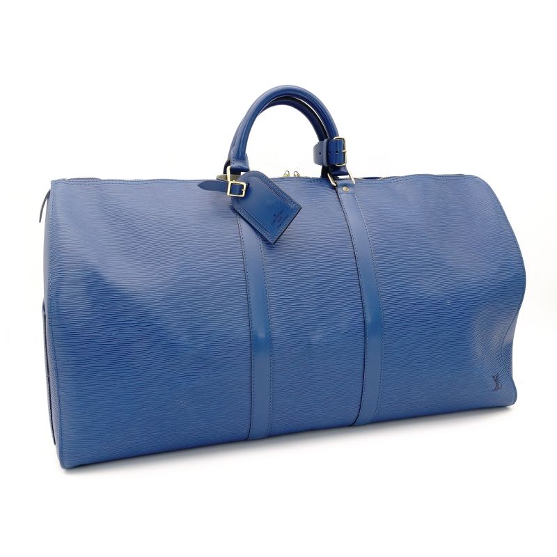 ルイヴィトン LOUIS VUITTON エピ キーポル 55 ブルー レザー ボストンバッグ 青 旅行用 7-7-355