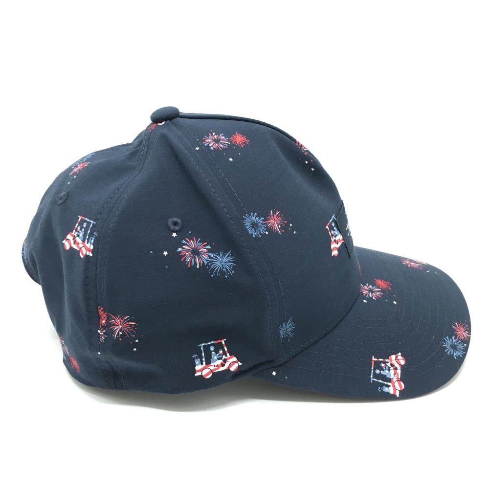新品】トラヴィスマシュー キャップ ネイビー×レッド 花火柄