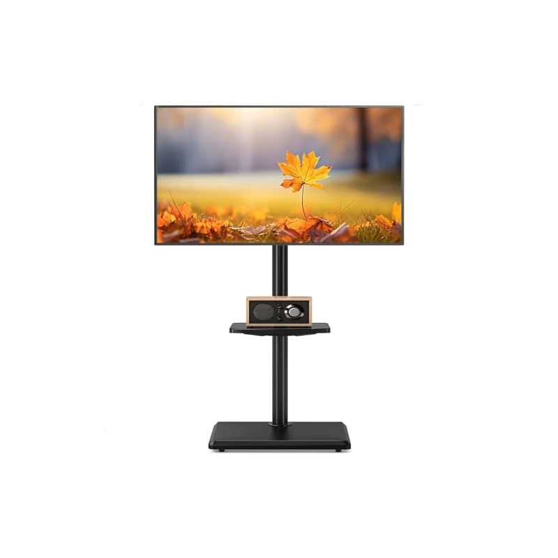 Rfiver テレビスタンド ハイタイプ tvスタンド 27~60インチ対応 壁寄せ テレビ台 VESA|横100～400 |縦100～400 木製台座 耐荷重40 kg 高さ調整 左右回転35° 家用 会社用 ブラック 0