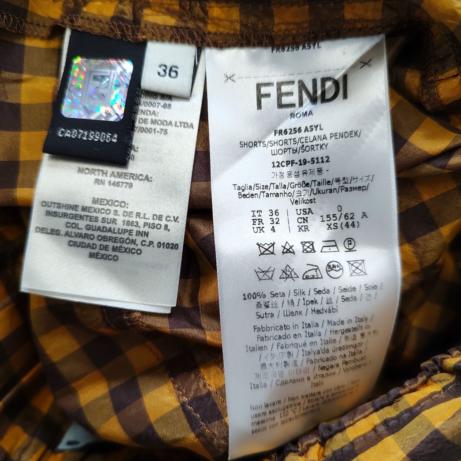 FENDI フェンディ 19SS チェック柄 ショーツ ショートパンツ FR6526 