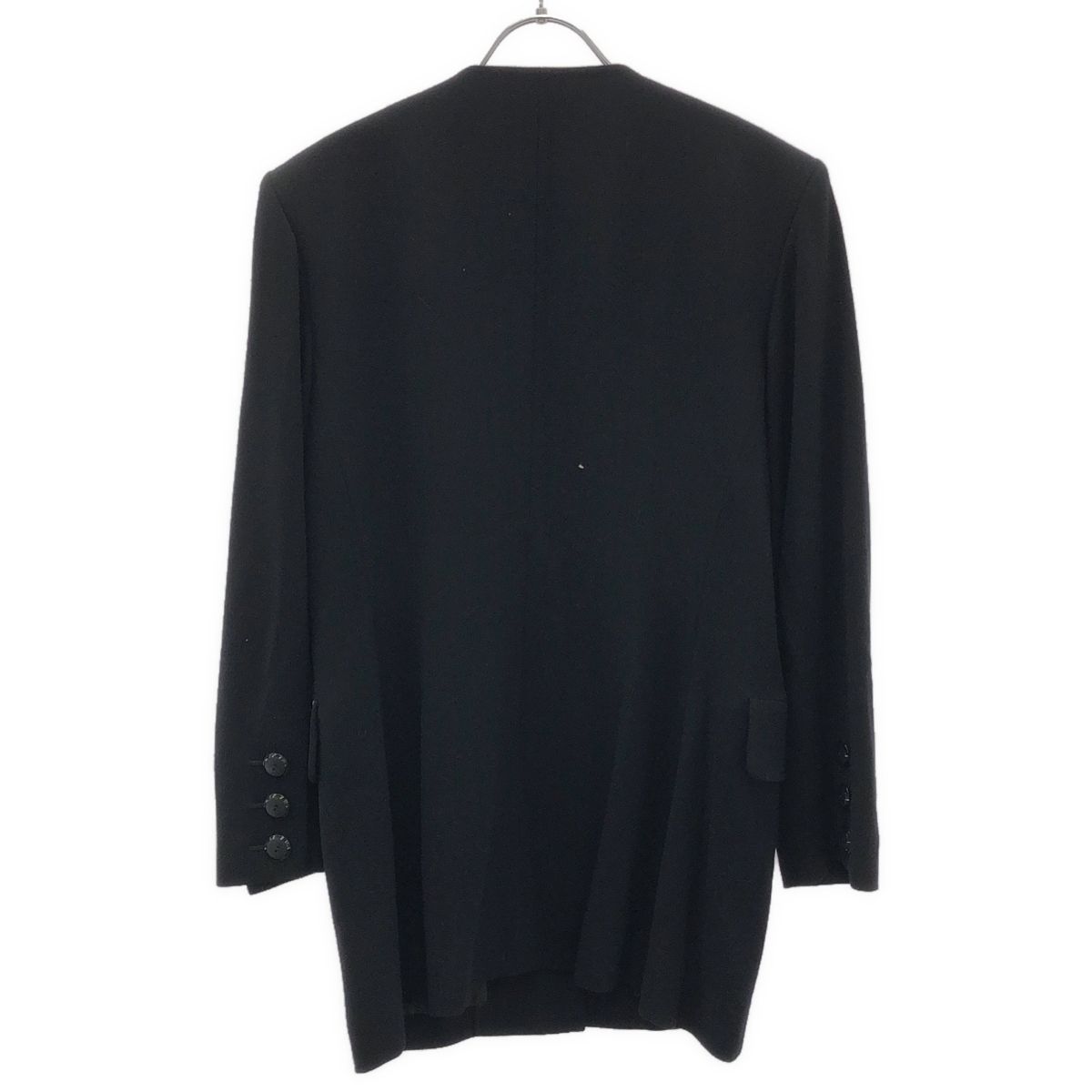 Yves Saint Laurent ノーカラースーツ36 グレー美品 YVES SAINT LAURENT イヴサンローラン ノーカラーセットアップ